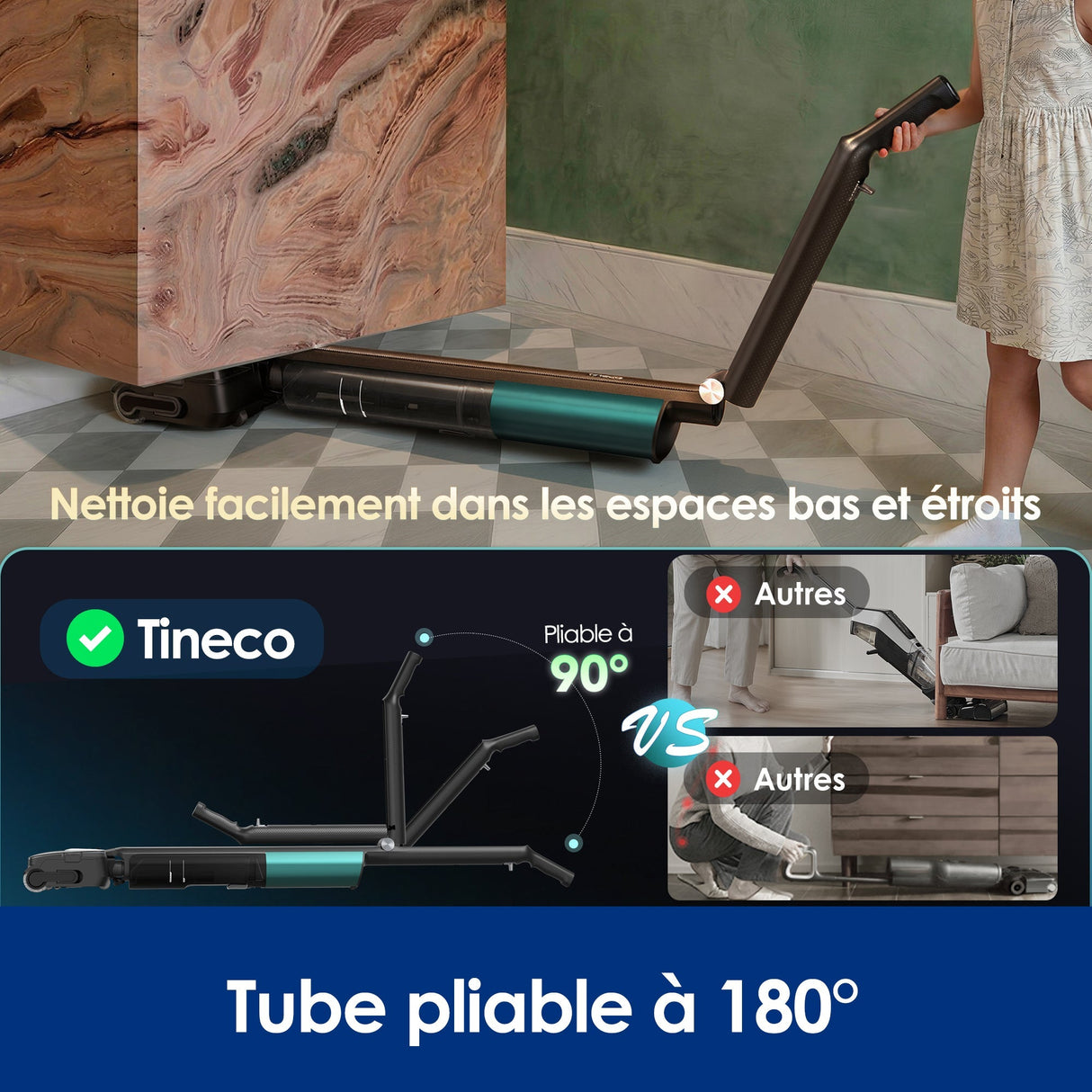 Tineco Floor One i7 Fold Aspirateur Sec et Humide Sans Fil