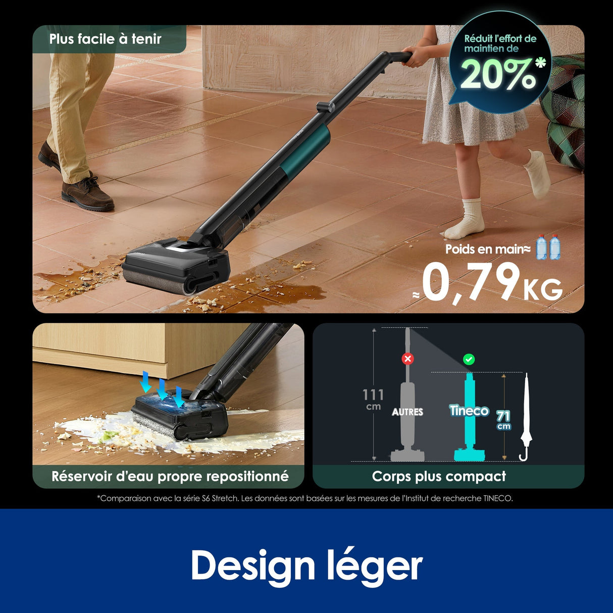 Tineco Floor One i7 Fold Aspirateur Sec et Humide Sans Fil